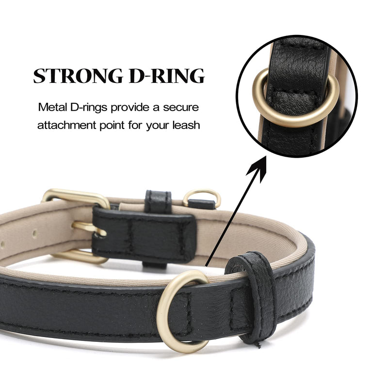 Tanpie Genuine Leather Dog Collar for Large Medium Small Dogs Classic Soft Breathable Waterproof Collars Black Extra Small Extra Small(Pack of 1)