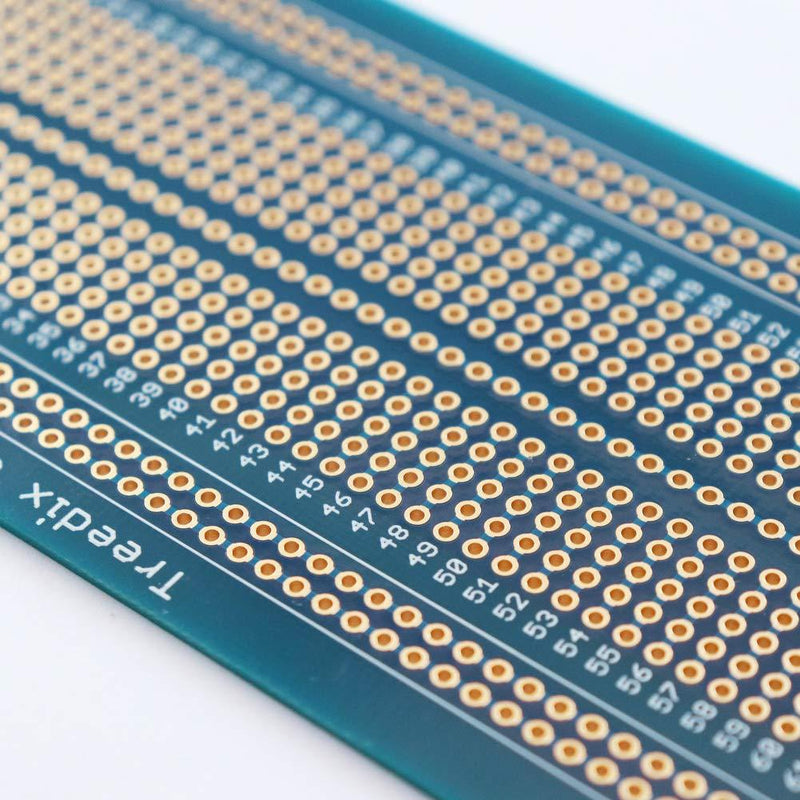 Treedix 3 pcs Universal Board Solderable BreadBoard PCB Prototype Shield Board Double Sided Tinned Gold Plated Holes Compatible with Arduino Kit Raspberry Pi Shield Prototyping and Testing (Mode 3) Mode 3