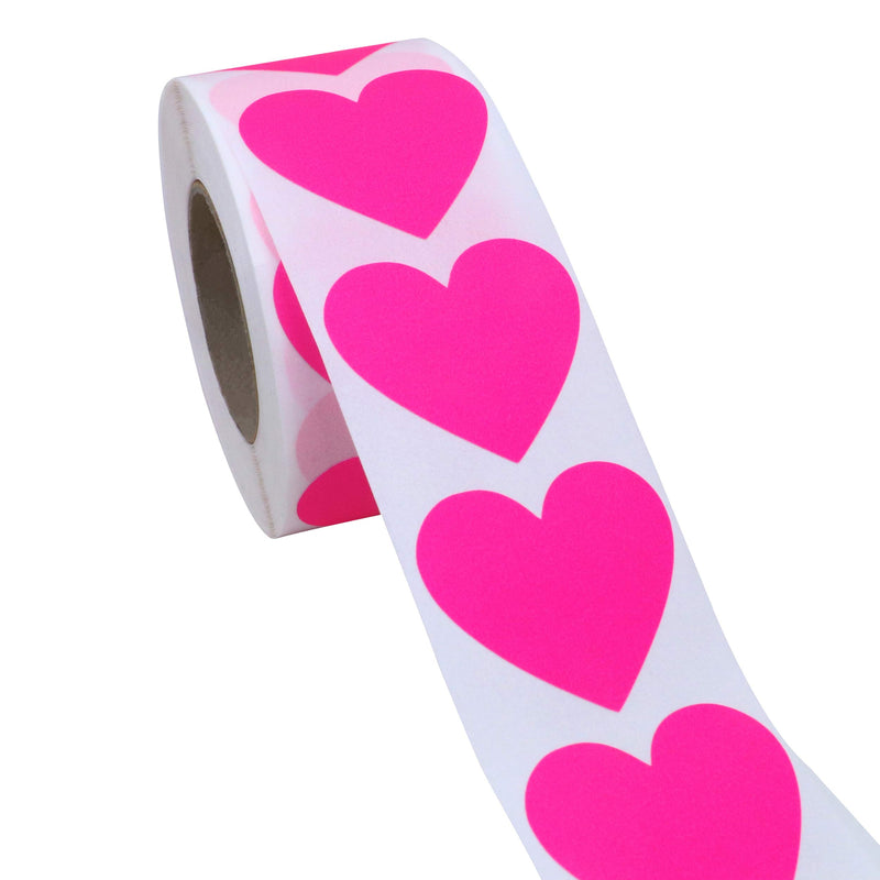 Hybsk Valentine's Day Heart Stickers Labels - Party Decorations Favors Gifts Supplies Total (Fluorescent Pink) Fluorescent Pink