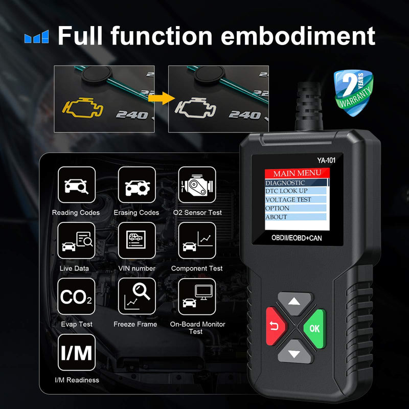 JDIAG Universal OBD2 Scanner,Car Engine Fault Code Reader CAN Scan Tool,Diagnostic Check Engine Light Scanner for All OBD II Protocol Cars Since 1996[Classic Upgrade Version] code reader scanner