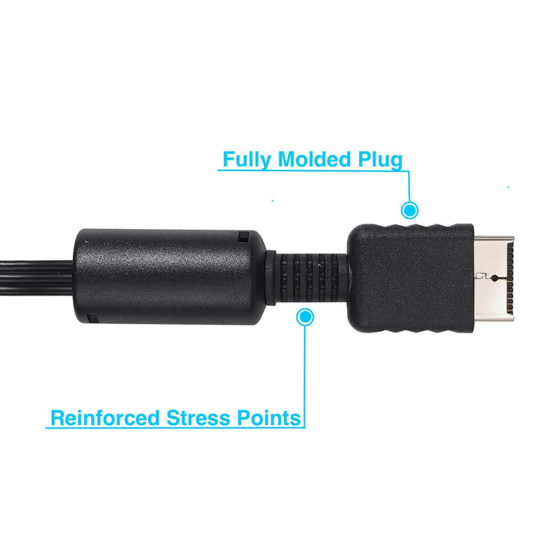 Suncala 6FT AV TV RCA Audio Video Cord Cable for Playstation PS1 PS2 PS3 (1Pack)