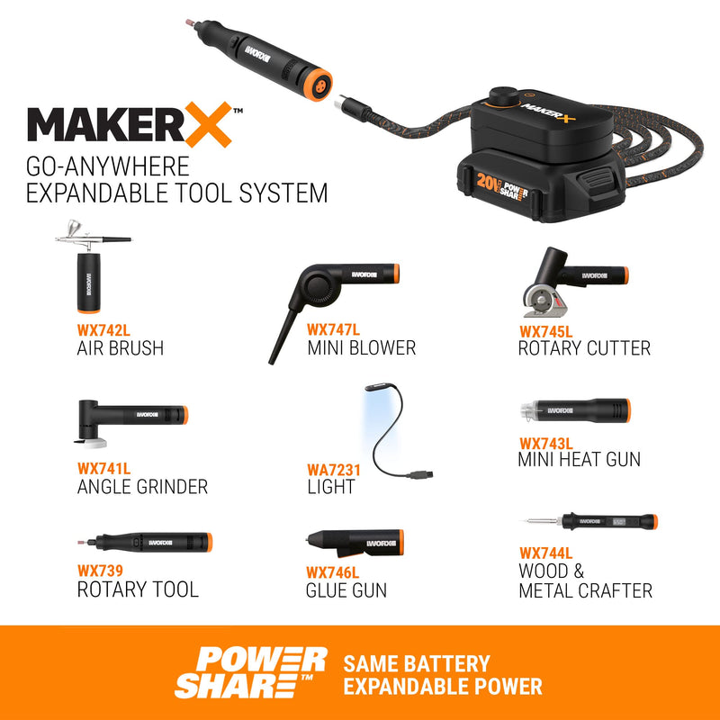 Worx MAKERX WX739L.9 20V Cordless Rotary Tool (Tool Only)