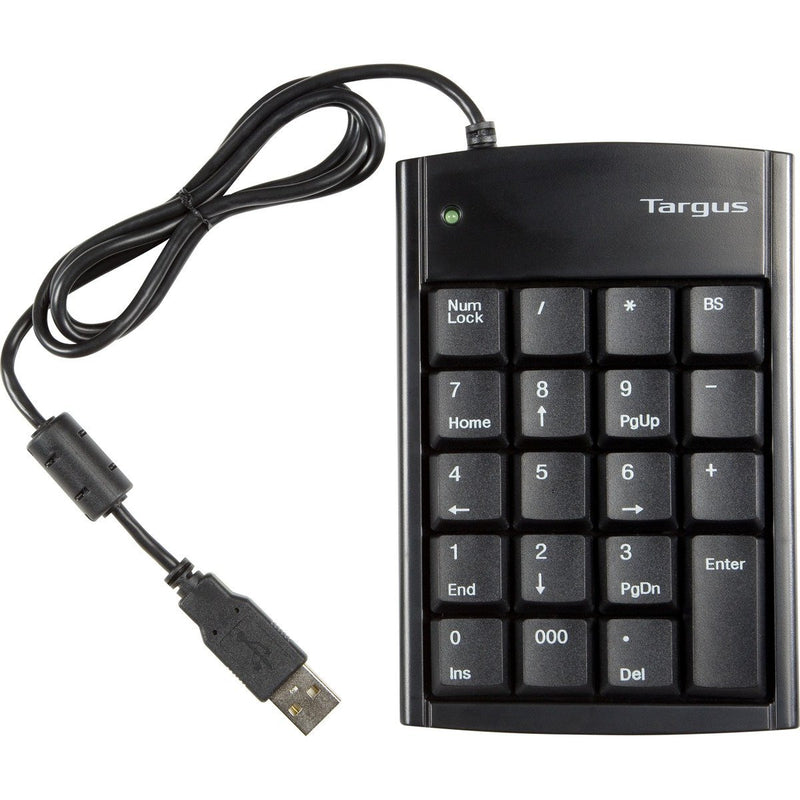 Targus Ultra Mini USB Keypad with USB Port Connector, True Plug-and-Play Device, Connects with Laptop, Desktop and Other Devices, Black (PAUK10U)