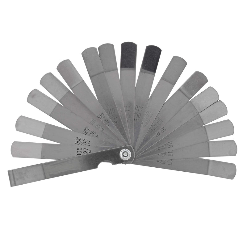 ABN Universal Standard SAE and Metric Offset Valve Feeler Gauge 16-Piece Blade Tool for Measuring Gap Width/Thickness