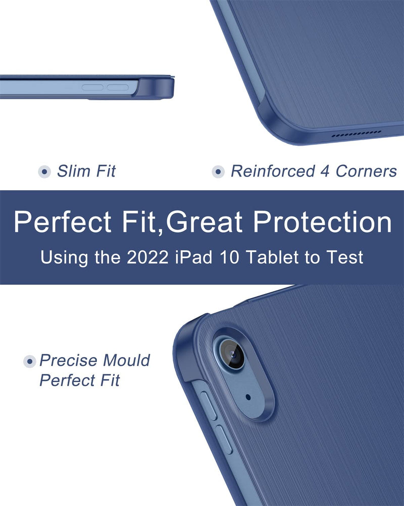 Soke Case for iPad 10th Generation(10.9-inch,2022) - [Smart Cover Auto Wake/Sleep + Slim Trifold Stand], Premium Protective Hard PC Back Cover for New Apple iPad 10.9 Inch - Navy Blue