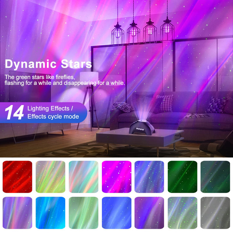CIMELR Northern Lights Aurora Projector,Star Projector Music Bluetooth Speaker and White Noise,Star Projector Galaxy Light with Remote Control,Night Light Projector for Home Decor Bedroom/Ceiling