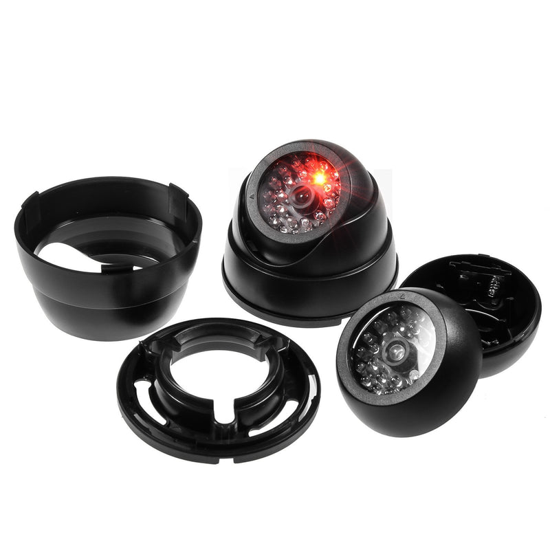 JZK 2 X Dummy Fake Surveillance Security CCTV Dome Camera with LED Blinking Real Imitation for Home Security, Black