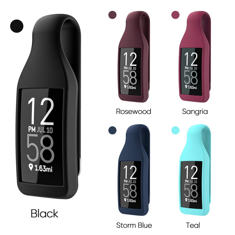 EEweca Clip Holder for Fitbit Charge 3/4 Silicone Case Accessory, Black