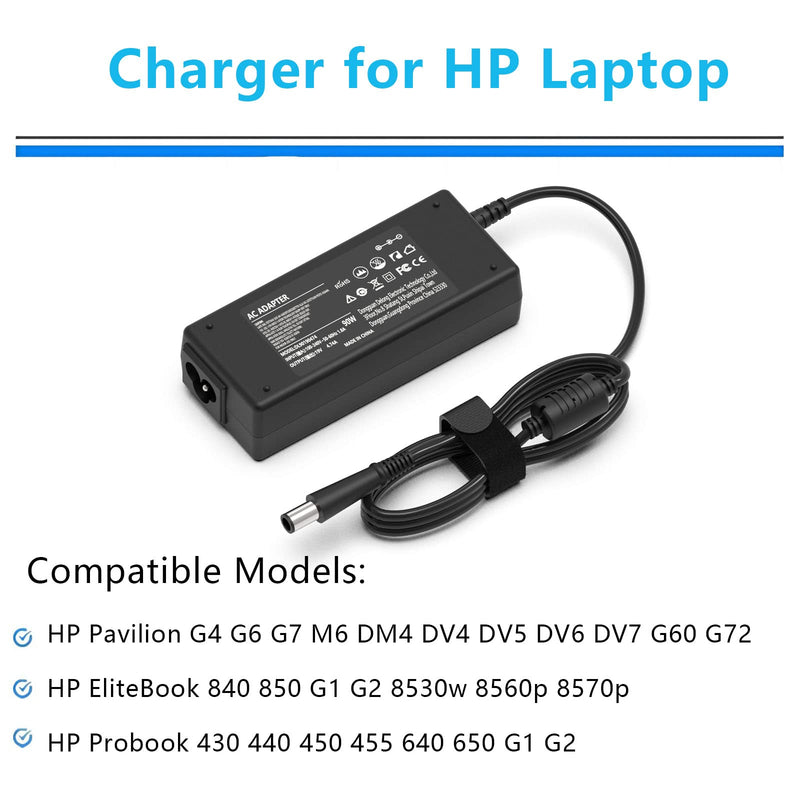 90W 65W Laptop Adapter Charger Fit for HP Pavilion 20'' 21''22'' 23'' All in One Desktop PC 24-g020 18-5110 19-2304 20-B010,19V 4.74A HP Probook 6560b 6570b 6470b 4530s 4540s 7.4*5.0mm AC Power Supply