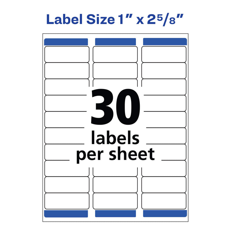 Avery Multiuse Removable Labels with Sure Feed, 1" x 2 5/8", 750 White Labels (6460) 750 Labels