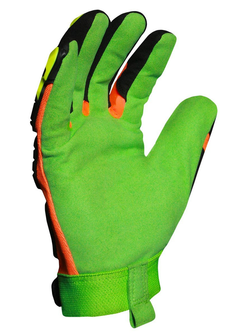 Ironclad Impact Gloves, S, Hi-Vis Orange/Green, PR (LPI-CC5-02-S) Small