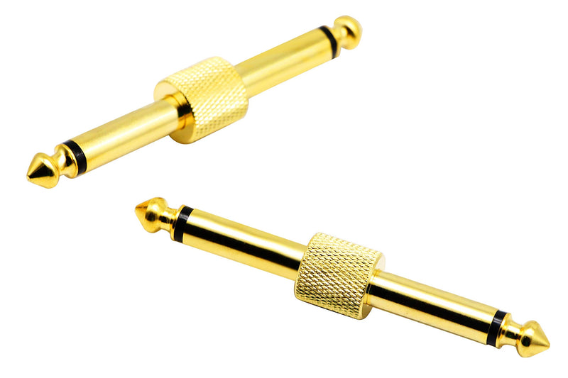 zdyCGTime 2-Pole 6.35mm 1/4"Audio Mono Male to Male Pedal Coupler Guitar Effects Pedal to Pedal Connector (Gold-2 Pack)(2-Pole)
