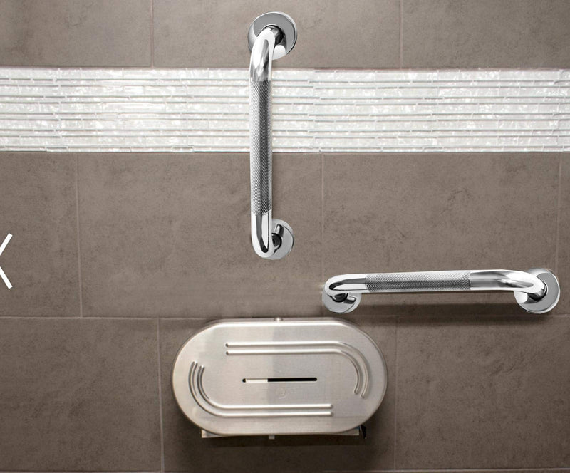 12 Inch Anti Slip Shower Grab Bar Handle, ZUEXT Chrome Finish Stainless Steel Bathroom Grab Bar, Knurled Bathroom Balance Bar,Safety Hand Rail Support,Handicap Elderly Injury Senior Assist Bath Handle 12 Inch (Pack of 1)