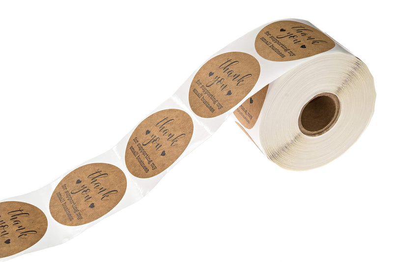 2 Inch Round Kraft Thank You for Supporting My Small Business Stickers / 500 Labels Per Roll