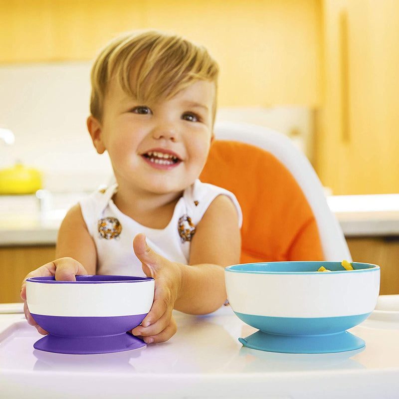 Munchkin Stay Put Suction Bowl, 3 Pack Purple, Green & Blue