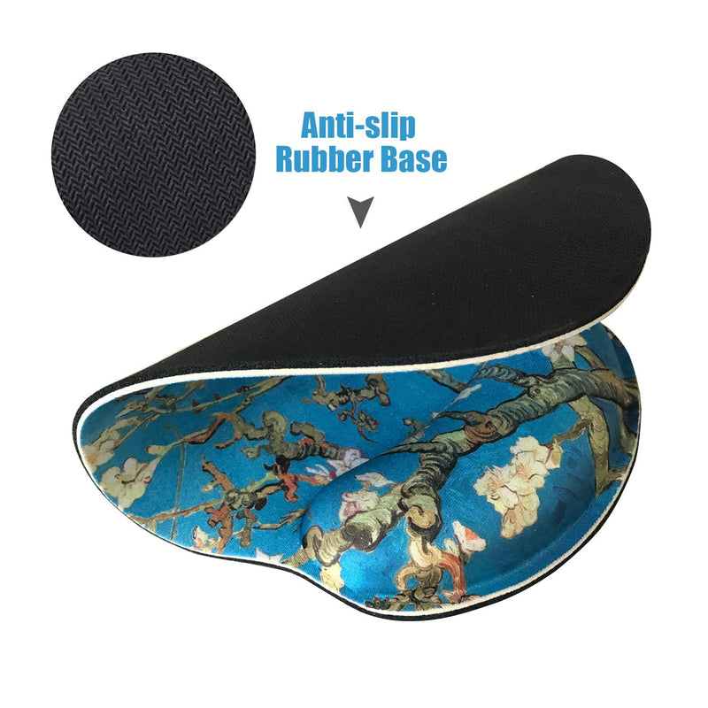 Dooke Ergonomic Mouse Pad with Wrist Support, Cute Mouse Pads with Non-Slip Rubber Base for Home Office Working Studying Easy Typing & Pain Relief Almond Blossoms