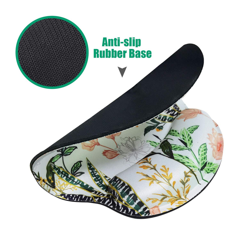 Ergonomic Mouse Pad with Wrist Support,Dooke Cute Wrist Pad with Non-Slip Rubber Base for Computer Round Yellow and Green Leaves