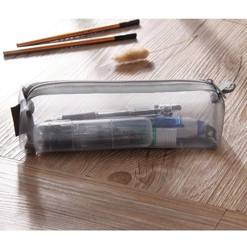 Kinhshion Mesh Pen Bag Pencil Case Makeup Tool Bag Storage Pouch Purse Suqal-multcolor-3pcs