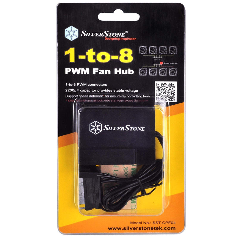 SilverStone Technology Silverstone 8-Port PWM Fan Hub/Splitter for 4-Pin & 3-Pin Fans in Black SST-CPF04-USA (Newest Version)
