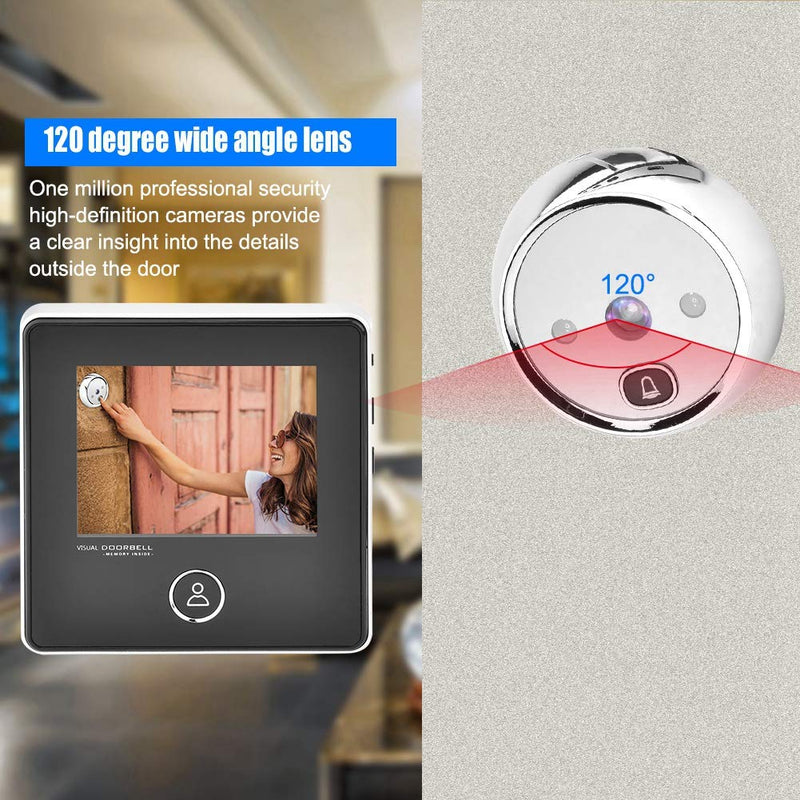 Digital Door Viewer, 3 inches TFT LCD Screen HD Smart Peephole Visual Doorbell with 1MP IR Night Vision Camera, Easy to Use, for Home Security (2) 2