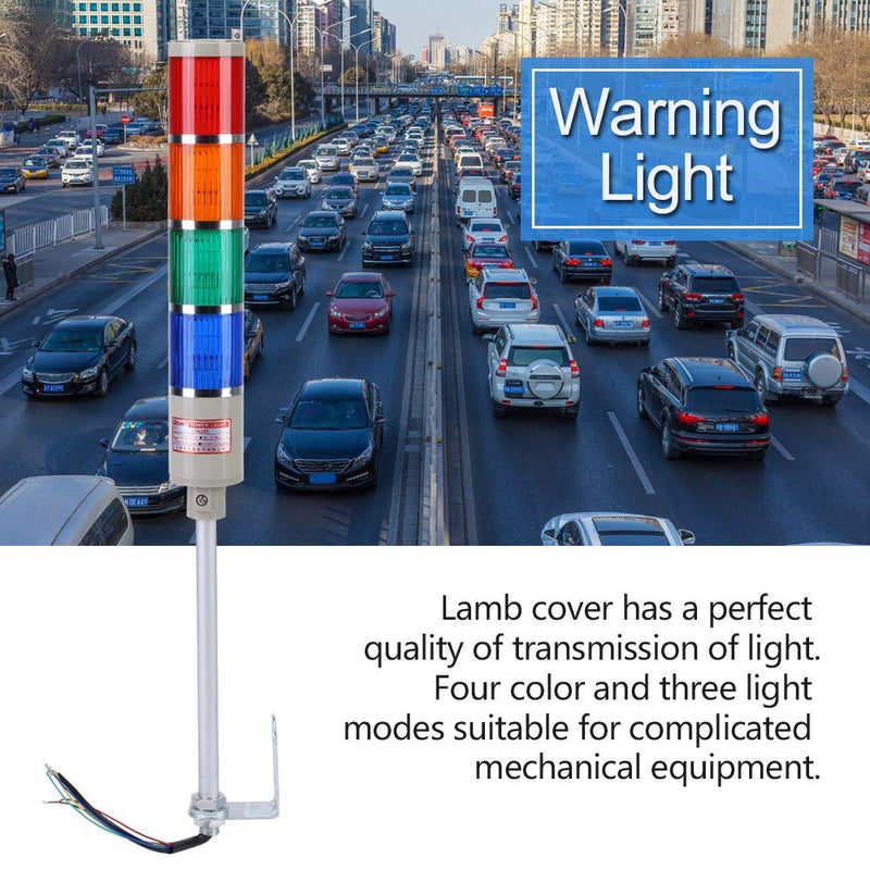 Industrial Signal Light Column 4 Layers Tower Light Stack Lamp Red Green Yellow Blue Four Colors LED Alarm Flash Warning Industrial Signal Light Indicator with Holder(110V)