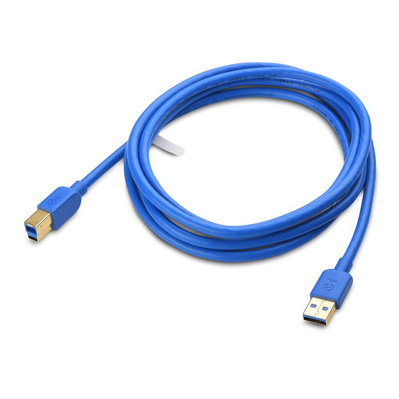 Cable Matters 2-Pack USB 3.0 Cable (USB 3 Cable, USB 3.0 A to B Cable) in Blue 6 ft 6 Feet