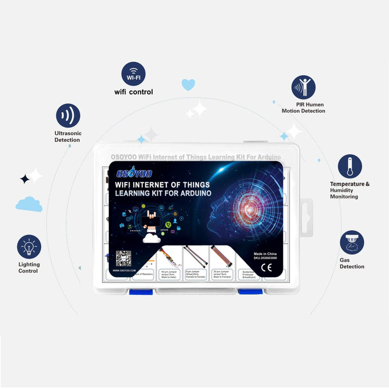 OSOYOO WiFi Internet of Things Learning Kit for Arduino | Include ESP8266 WiFi Shiled | Smart IOT Mechanical DIY Coding for Kids Teens Adults Programming Learning How to Code