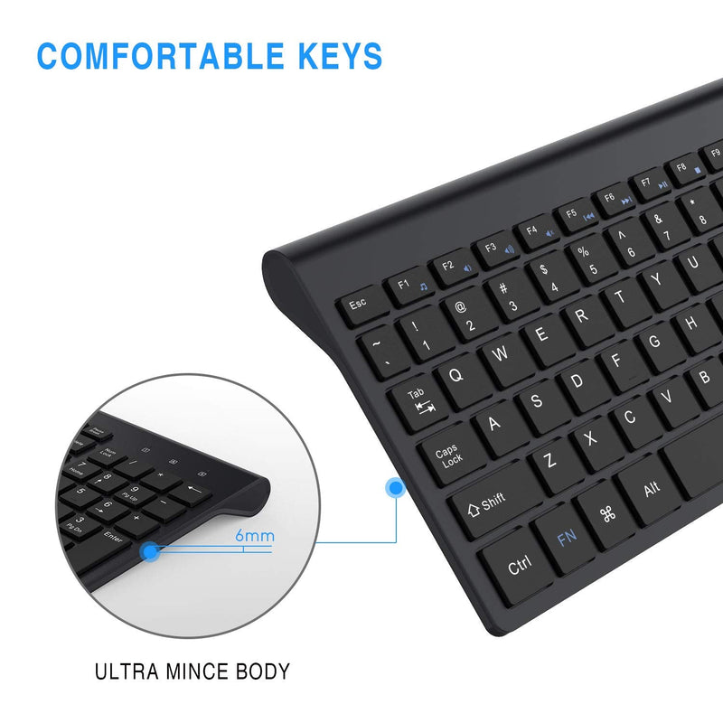 Wireless Keyboard Mouse Combo, cimetech Compact Full Size Wireless Keyboard and Mouse Set 2.4G Ultra-Thin Sleek Design for Windows, Computer, Desktop, PC, Notebook - (Black) Black