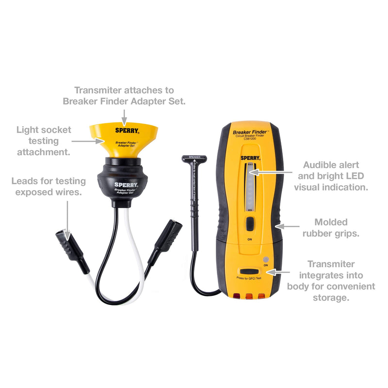 Gardner Bender Sperry Instruments CS61200P Electrical, 120V AC, 60Hz, Includes: CS61200AS Light and Switch, 2 Pc Circuit Breaker Finder and Accessory Kit, As Shown in The Image
