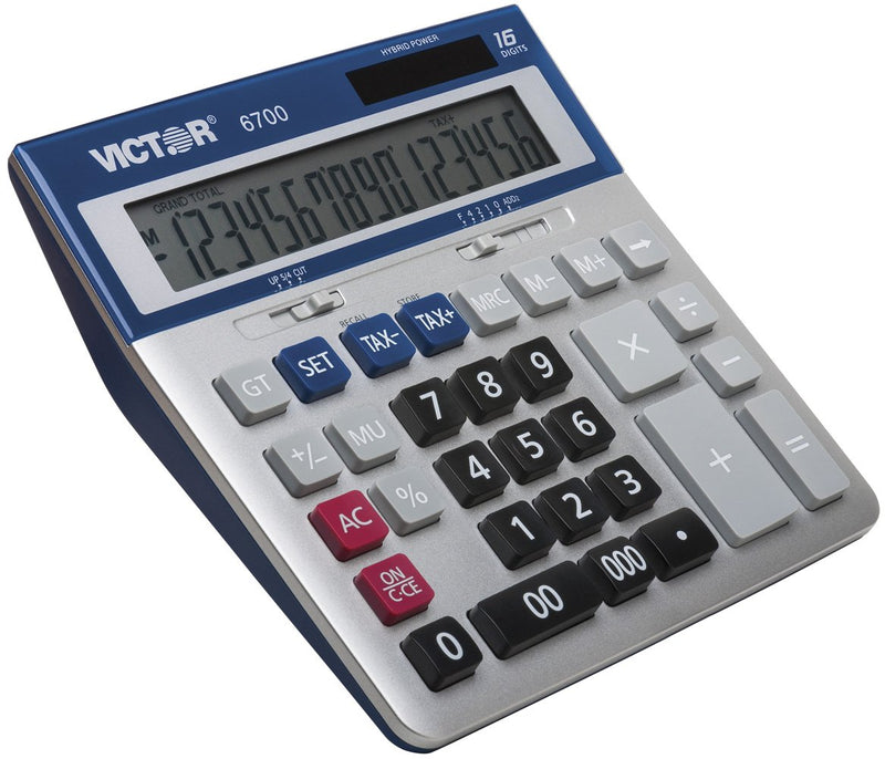 Victor 16-Digit Desktop Calculator, Silver, Blue 1-Pack