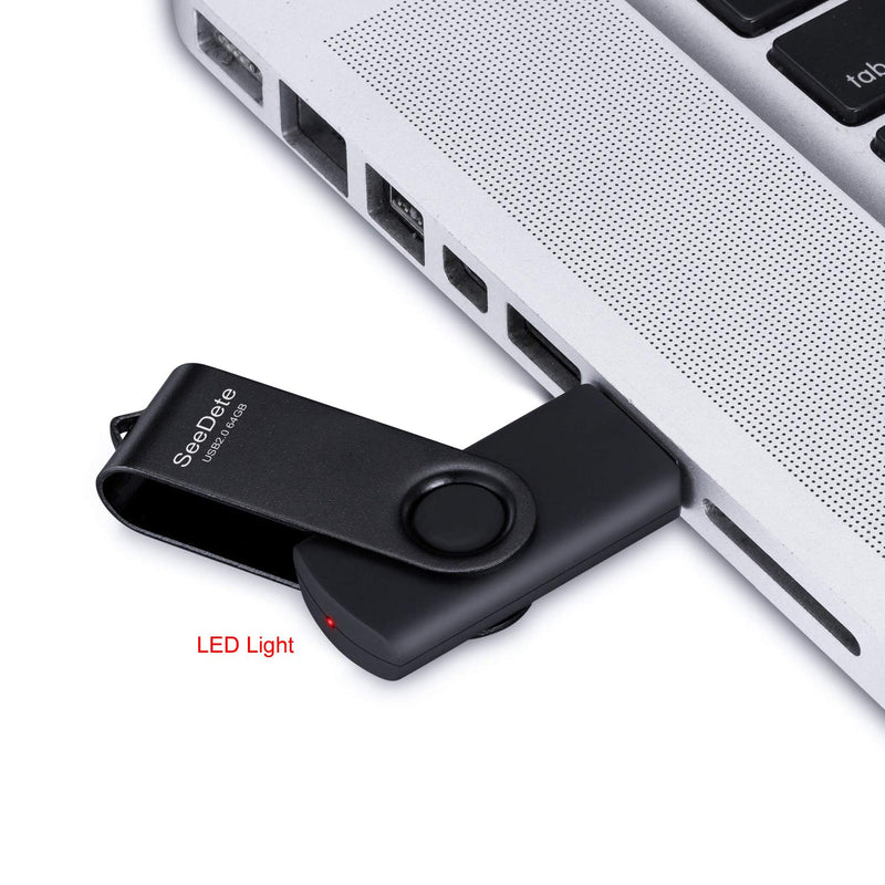 SeeDete 64GB USB Flash Drives, USB Stick, Thumb Drive Rotated Design, Memory Stick with LED Light for External Storage and Backup Data, Jump Drive, 3 Pack 64GB (3 Colors: Black Red Blue) 64GB-3Pack