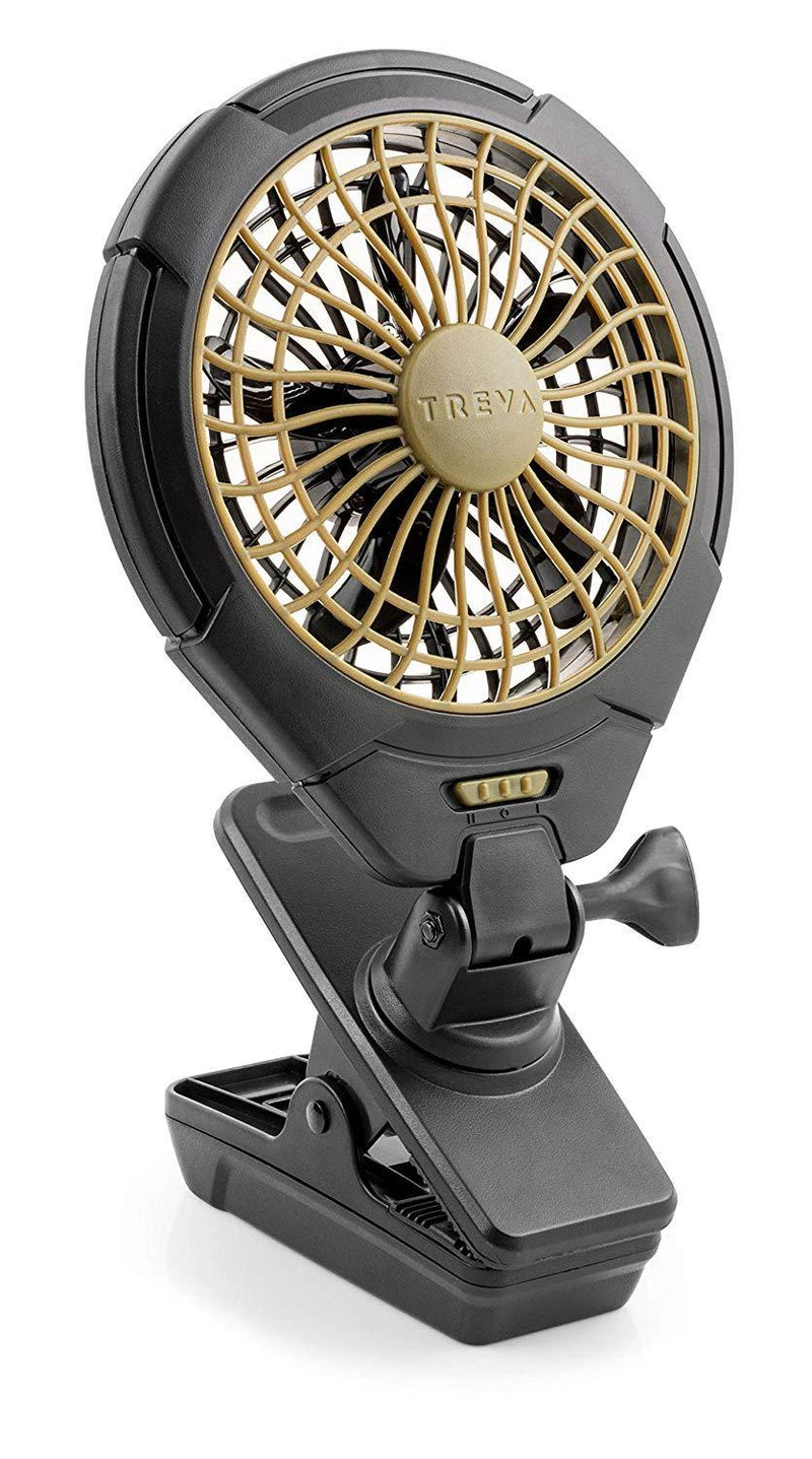 Treva 5 Inch Battery Powered Clip on Fan, Khaki