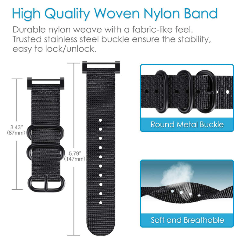 Fintie Watch Band Compatible with Suunto Core, Premium Woven Nylon Replacement Sport Strap with Metal Buckle Compatible with Suunto Core Smart Watch, Black