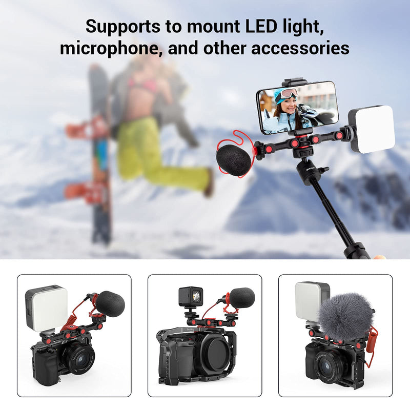 SmallRig Cold Shoe Mount Adapter Rotatable Dual Cold Shoe Extension Bracket Hot Shoe Mount Adapter for Led Light/Microphone 3483B