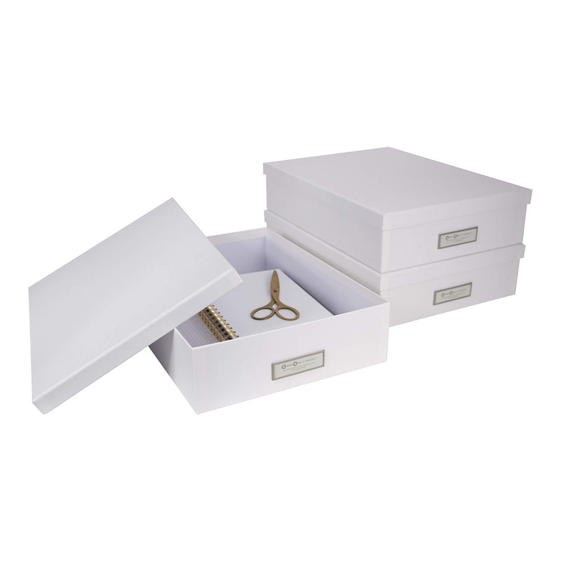 Bigso Oskar Fiberboard Label Frame Document Letter Box, 3.3 x 10.2 x 13.8 in, White