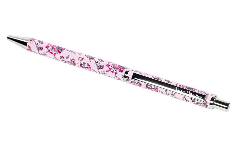 Vera Bradley Black Ink Ballpoint Pen with Gift Box, Pink Paisley Pen Accepts Standard Refills, Felicity Paisley Pink