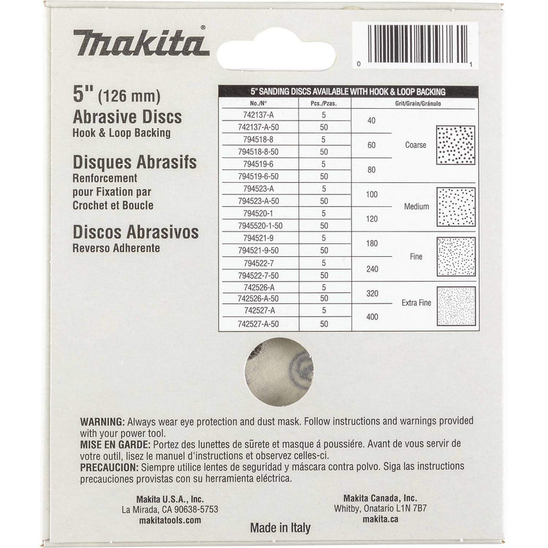 Makita 794523-A-50 5-Inch 100-Grit Abrasive Disc, 50 per package 100 Grit 5"