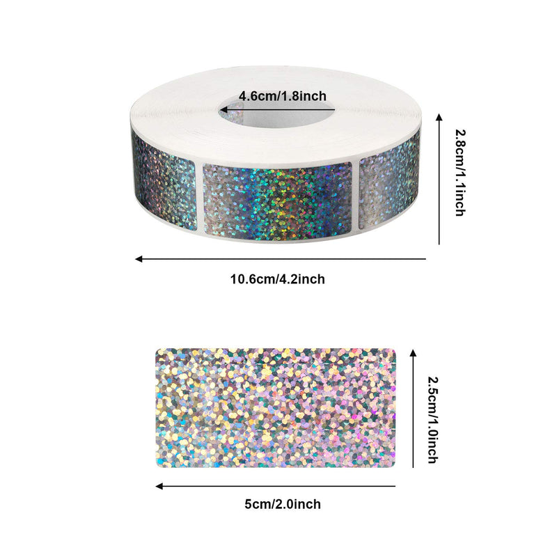 Leinuosen 1000 Pieces Scratch Off Sticker Round Labels (Glitter Colorful, 2 x 1 Inch Rectangle)