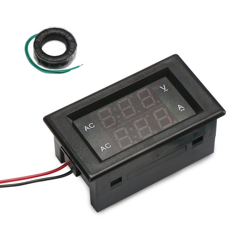 Volt Amp Meter, DROK AC 500V 200A Digital Voltmeter Ammeter Panel, 0.39 Inches LED 2in1 Multimeter, 2-Wire Voltage Amperage Tester Gauge with Current Transformer