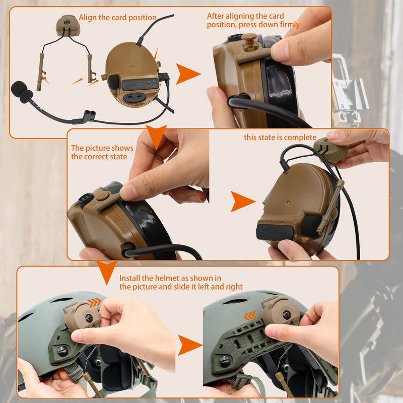 ARC Adapter Rail Mounting of Tactical Headset Compatible with Comta Headset and Helmet with ARC Rail DE