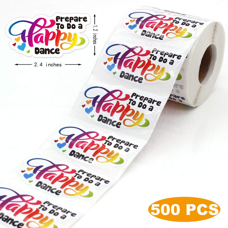 Muminglong 1.5 Inch Happy Prepare to Do a Dance Stickers, Small Shop Stickers,Thank You Sticker, Small Business, Packaging Sticker, 500 PCS