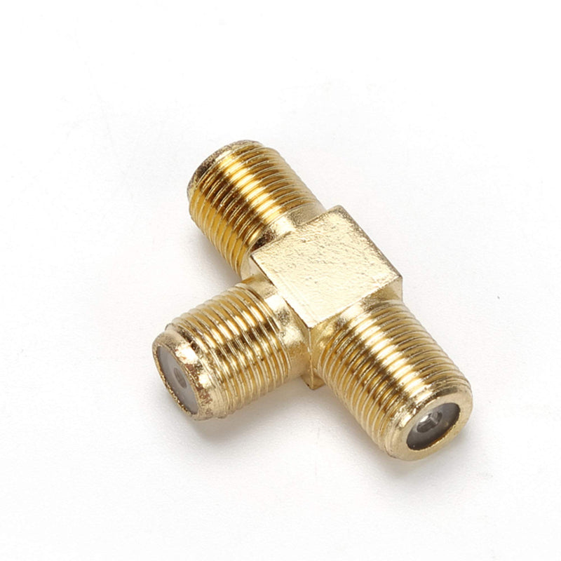 TLS.eagle 5 Pack Gold Plated F Type RG6 Female to 2 Female 3 Way Coax Cable T Splitter Adapter Connector