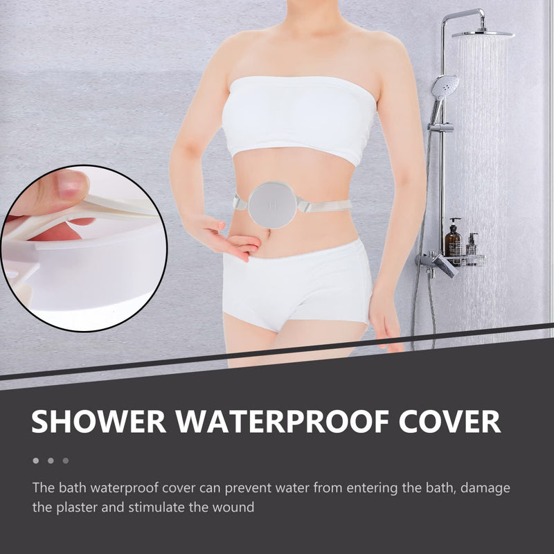 ARTIBETTER Ostomy Shower Guard Stoma Ostomy Waterproof Bath Cover Silicone Ostomy Belt Shower Protector for Shower Practical Wound Protector White