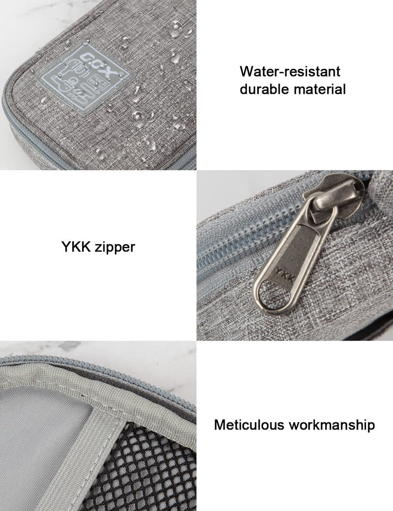 GOX Electronic Organizer Small Travel Cable Organizer Bag for Hard Drives,Cables,USB, SD Card,Grey Grey