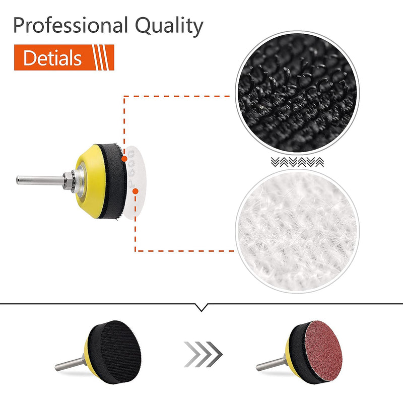 Tshya 240pcs 2" Sanding Disc Pad Set for Drills, Grinders, Rotary Tools, Attachment with 2 Backing Plates, 1/4" Shank, Sanding Pads Included 80-3000 Grit 2" 244pcs