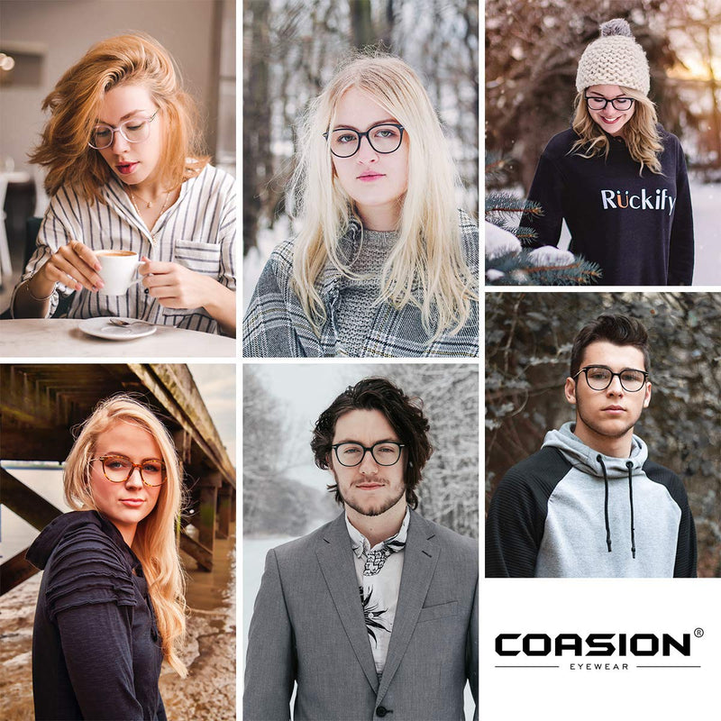 COASION Blue Light Blocking Glasses for Women Vintage Round Anti Blue Ray Computer Game Eyeglasses Small Face B1* (Tortoise/Gold + Transparent/Silver + Clear Pink/Gold) - 3 Pack 48 Millimeters