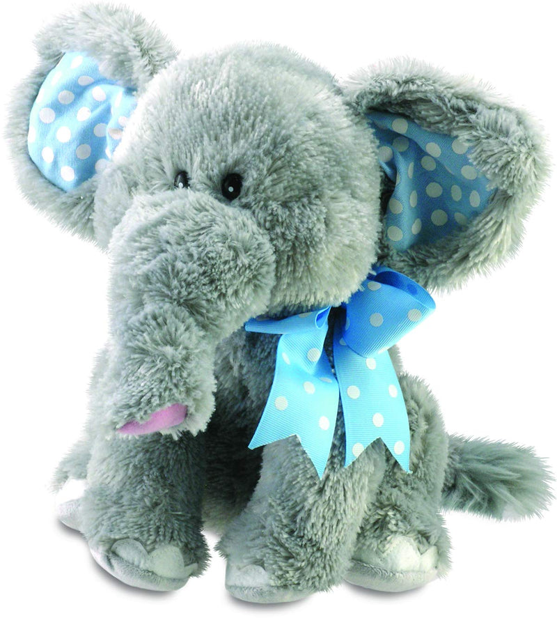 Cuddle Barn Elliot the Elephant - Animated Musical Blue Polka Dotted Stuffed Animal Plush Toy Sways, Flaps Floppy Ears, and Sings "Do Your Ears Hang Low," 12"