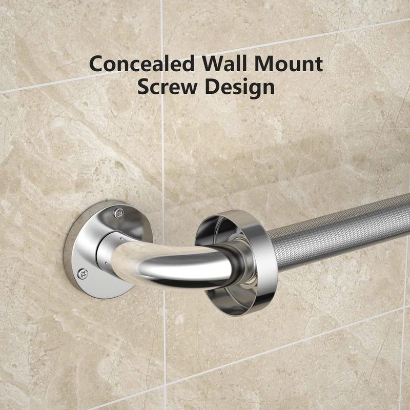 12 Inch Anti Slip Shower Grab Bar, Yuande Chrome Finish Stainless Steel Bath Grab Bar, Knurled Bathroom Safety Rail, Shower Handrail Support, Handicap Elderly Injury Senior Balance Assist Handles 12inch-1 Pack