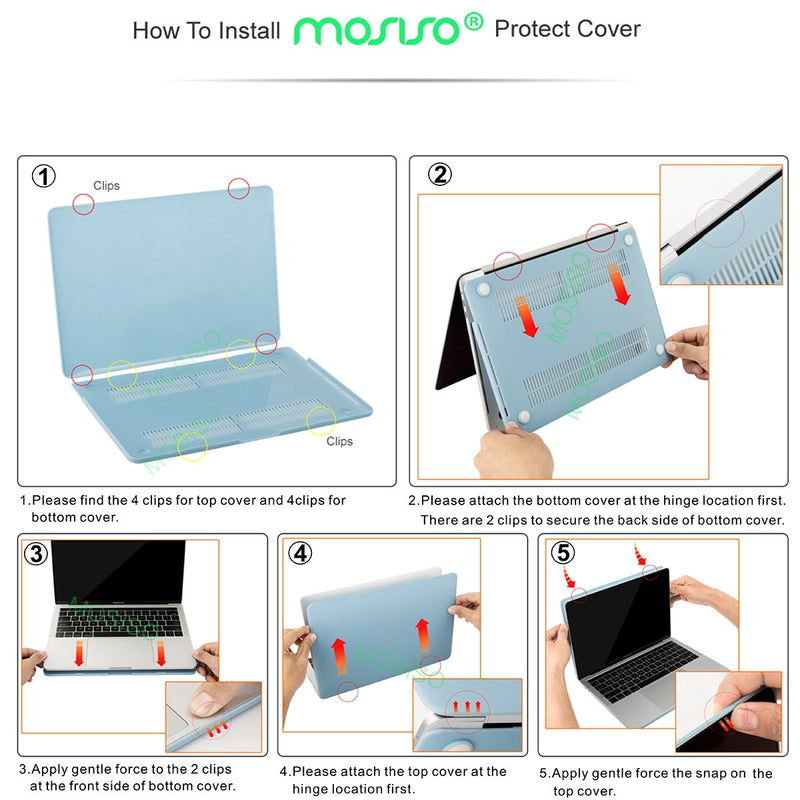 MOSISO Compatible with MacBook Pro 15 inch Case 2019 2018 2017 2016 Release A1990 A1707, Multifunctional Sleeve Bag&Plastic Hard Shell&Keyboard Cover&Screen Protector&Storage Bag, Crystal Clear&Black