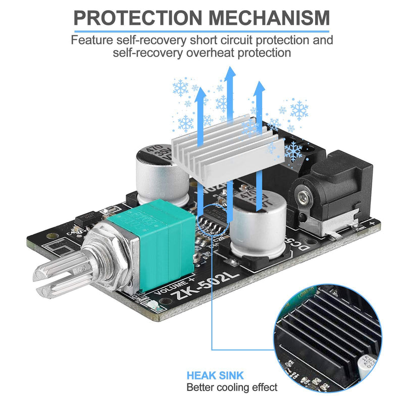 MakerHawk Mini Amplifier Board Bluetooth Amplifier 2.0 2X50W 5V-24V Audio Power Amplifier Module for Store Home Theater Speakers Black 4
